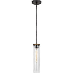 Angelo Slim Pendant Distressed Weathered Oak / Slate Grey Metal - Visual Comfort Ceiling Lights