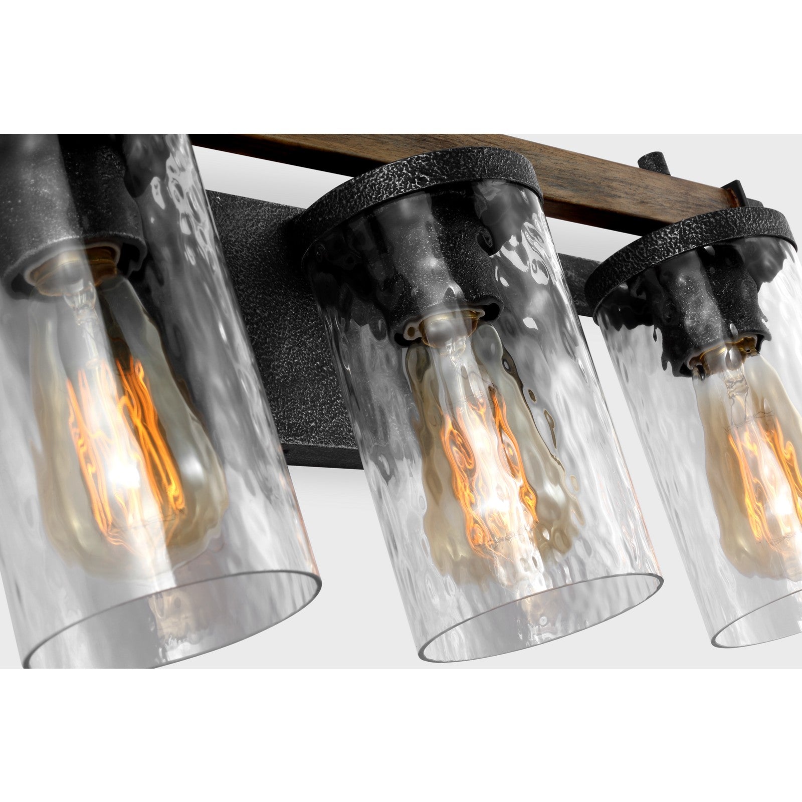 Angelo 3 - Light Vanity Distressed Weathered Oak / Slate Grey Metal - Visual Comfort Wall Lights