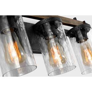Angelo 3 - Light Vanity Distressed Weathered Oak / Slate Grey Metal - Visual Comfort Wall Lights