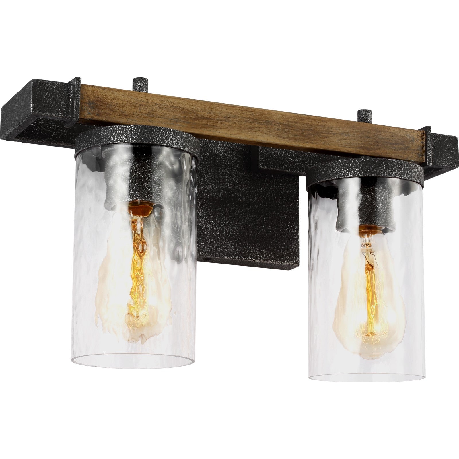 Angelo 2 - Light Vanity Distressed Weathered Oak / Slate Grey Metal - Visual Comfort Wall Lights