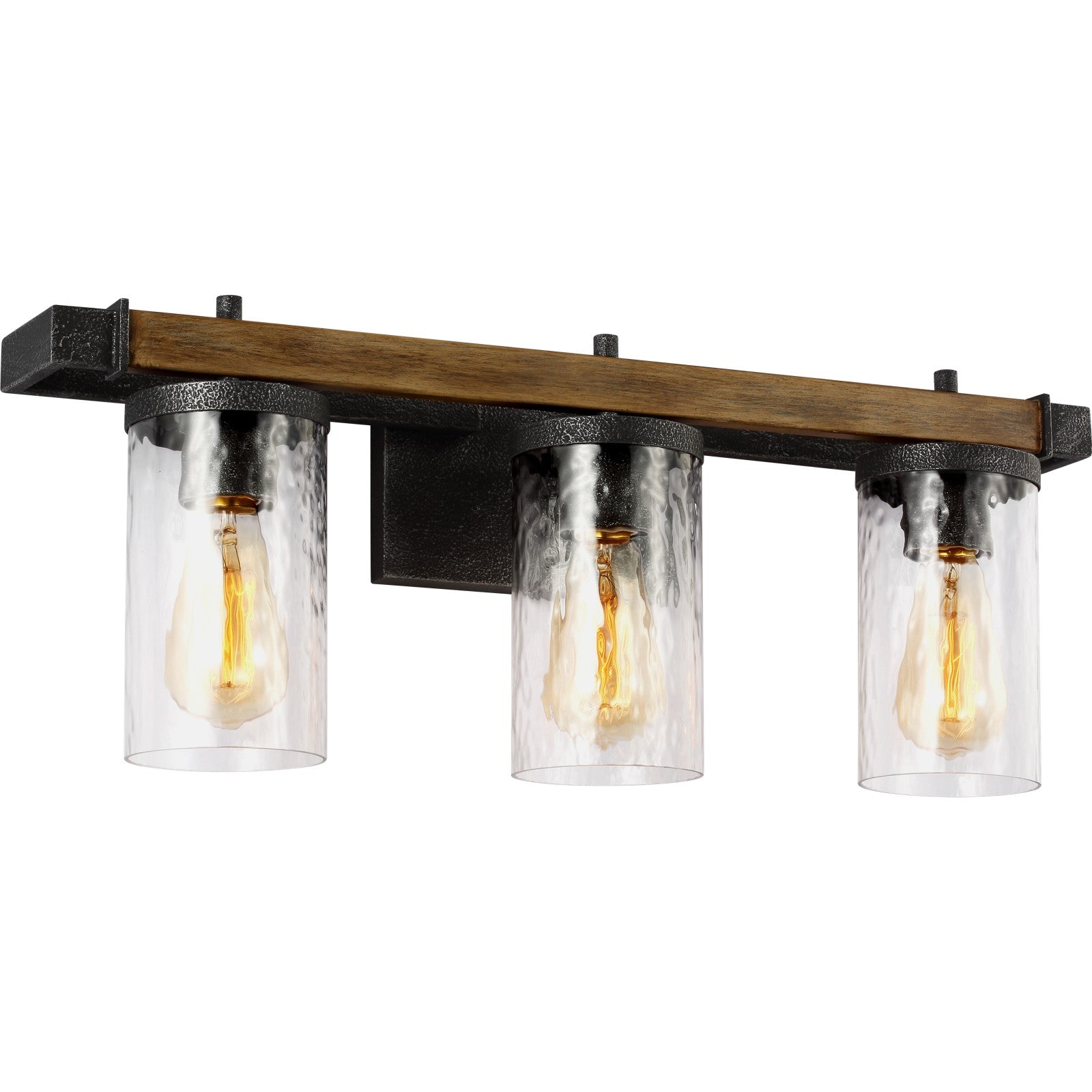 Angelo 3 - Light Vanity Distressed Weathered Oak / Slate Grey Metal - Visual Comfort Wall Lights