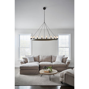Avenir Large Chandelier Weathered Oak Wood / Antique Forged Iron - Visual Comfort Ceiling Lights