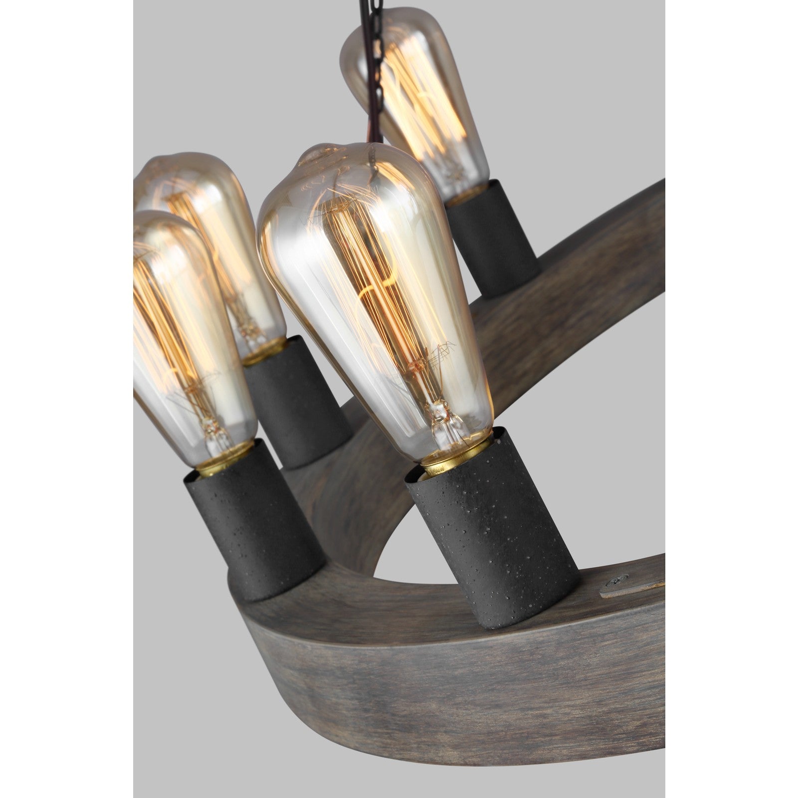 Avenir Medium Chandelier Weathered Oak Wood / Antique Forged Iron - Visual Comfort Ceiling Lights
