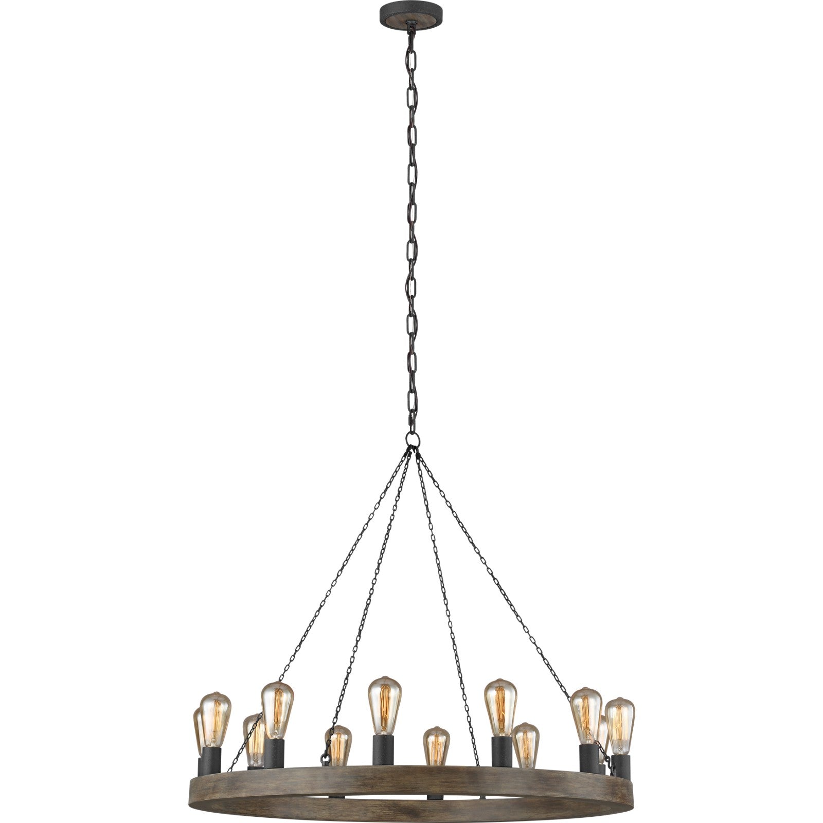 Avenir Medium Chandelier Weathered Oak Wood / Antique Forged Iron - Visual Comfort Ceiling Lights