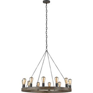 Avenir Medium Chandelier Weathered Oak Wood / Antique Forged Iron - Visual Comfort Ceiling Lights