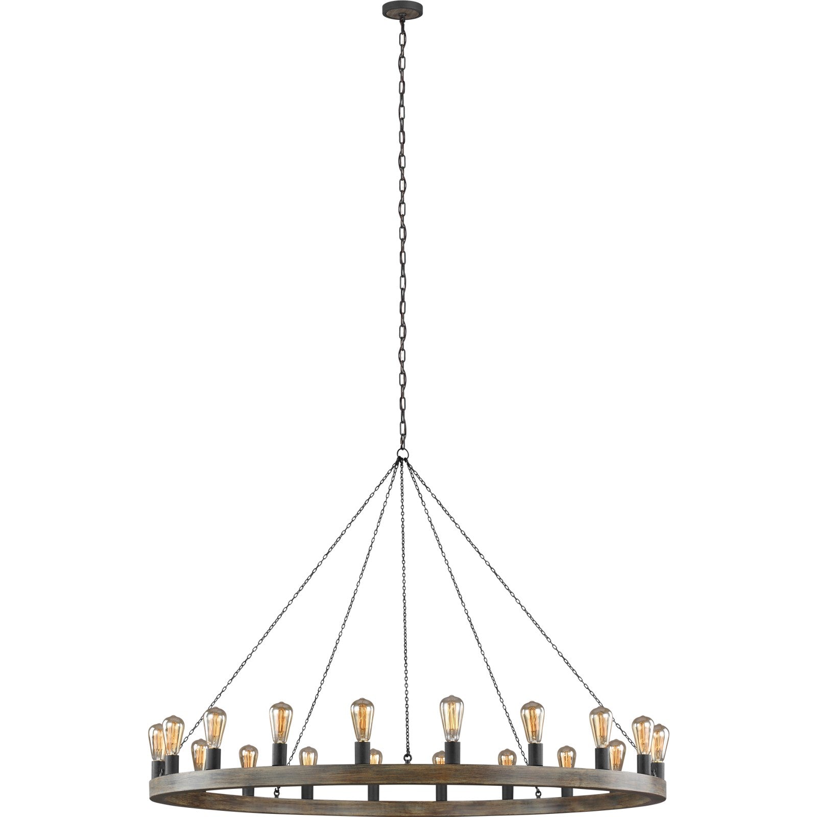 Avenir Large Chandelier Weathered Oak Wood / Antique Forged Iron - Visual Comfort Ceiling Lights