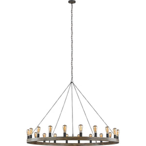 Avenir Large Chandelier Weathered Oak Wood / Antique Forged Iron - Visual Comfort Ceiling Lights