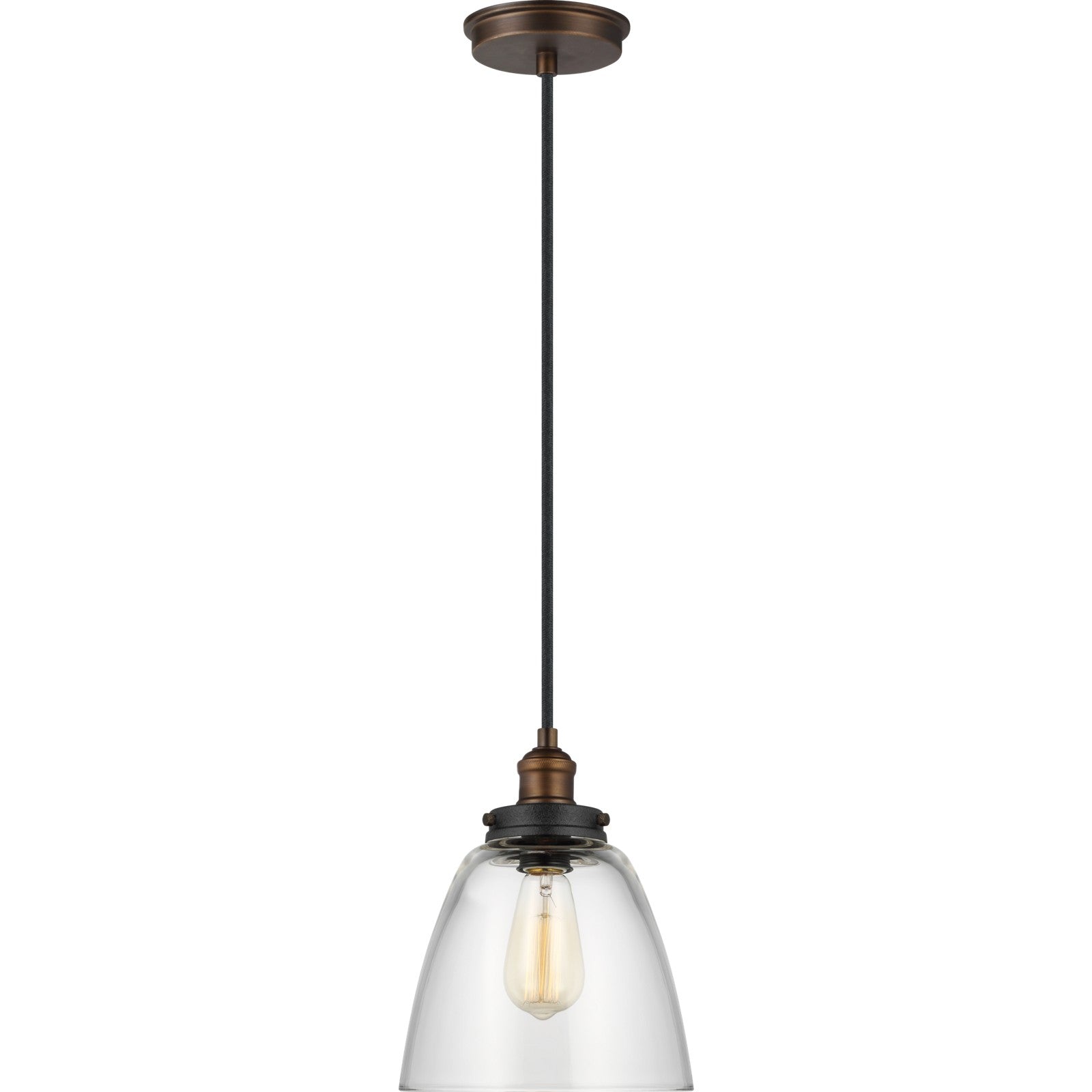 Baskin Dome Pendant in Painted Aged Brass / Dark Weathered Zinc