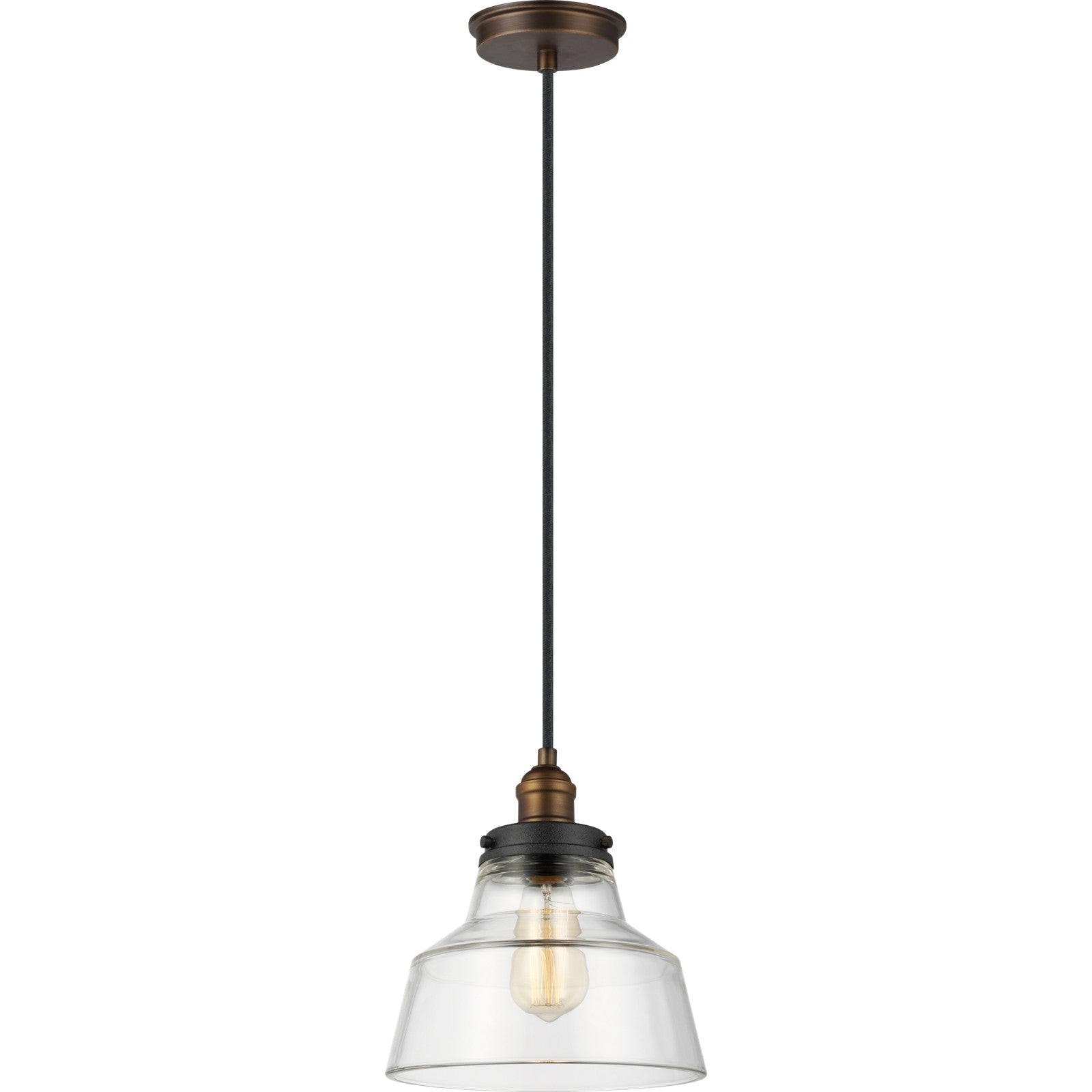 Baskin Chimney Pendant in Painted Aged Brass / Dark Weathered Zinc - Visual Comfort Ceiling Lights