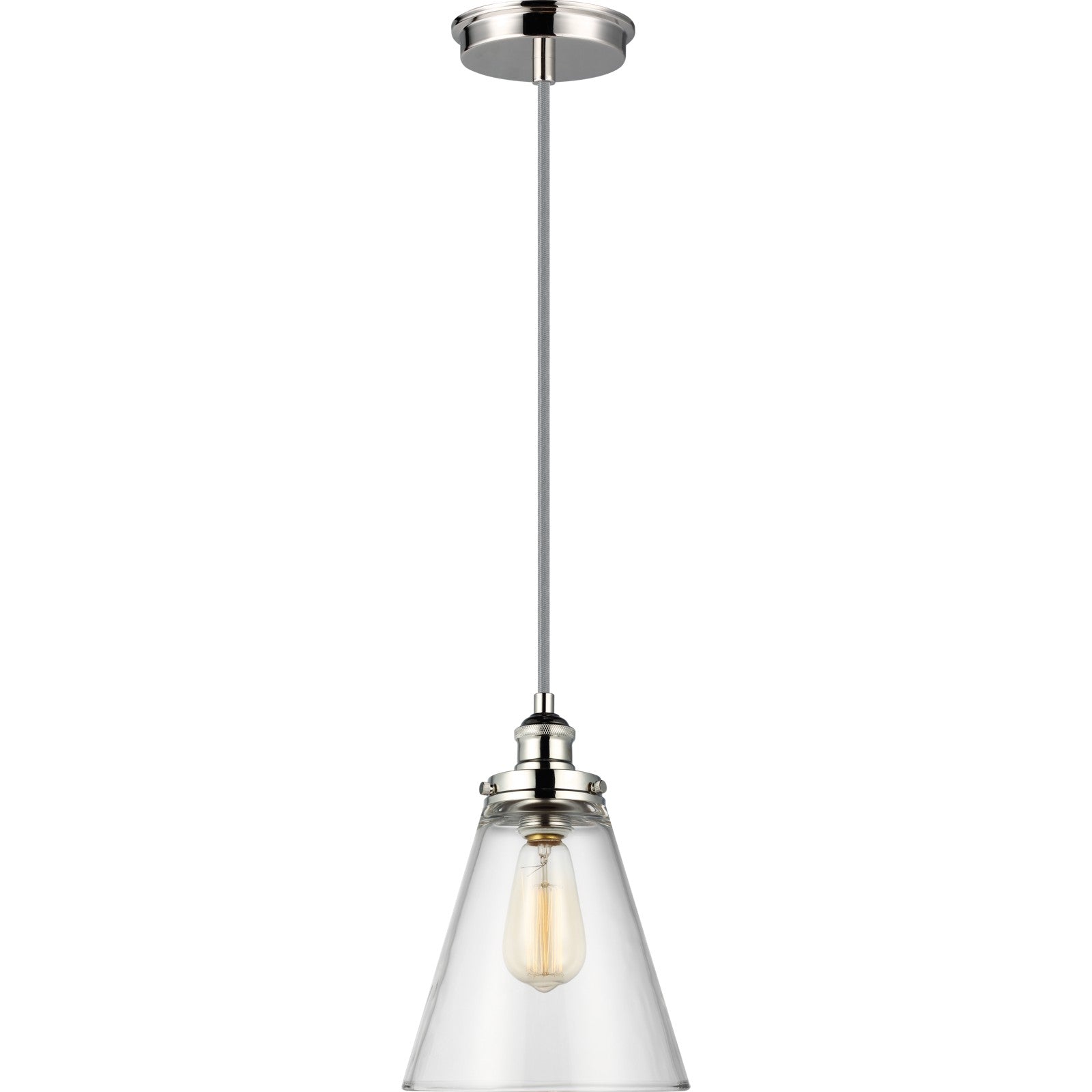 Baskin Cone Pendant in Painted Aged Brass / Dark Weathered Zinc - Visual Comfort Ceiling Lights