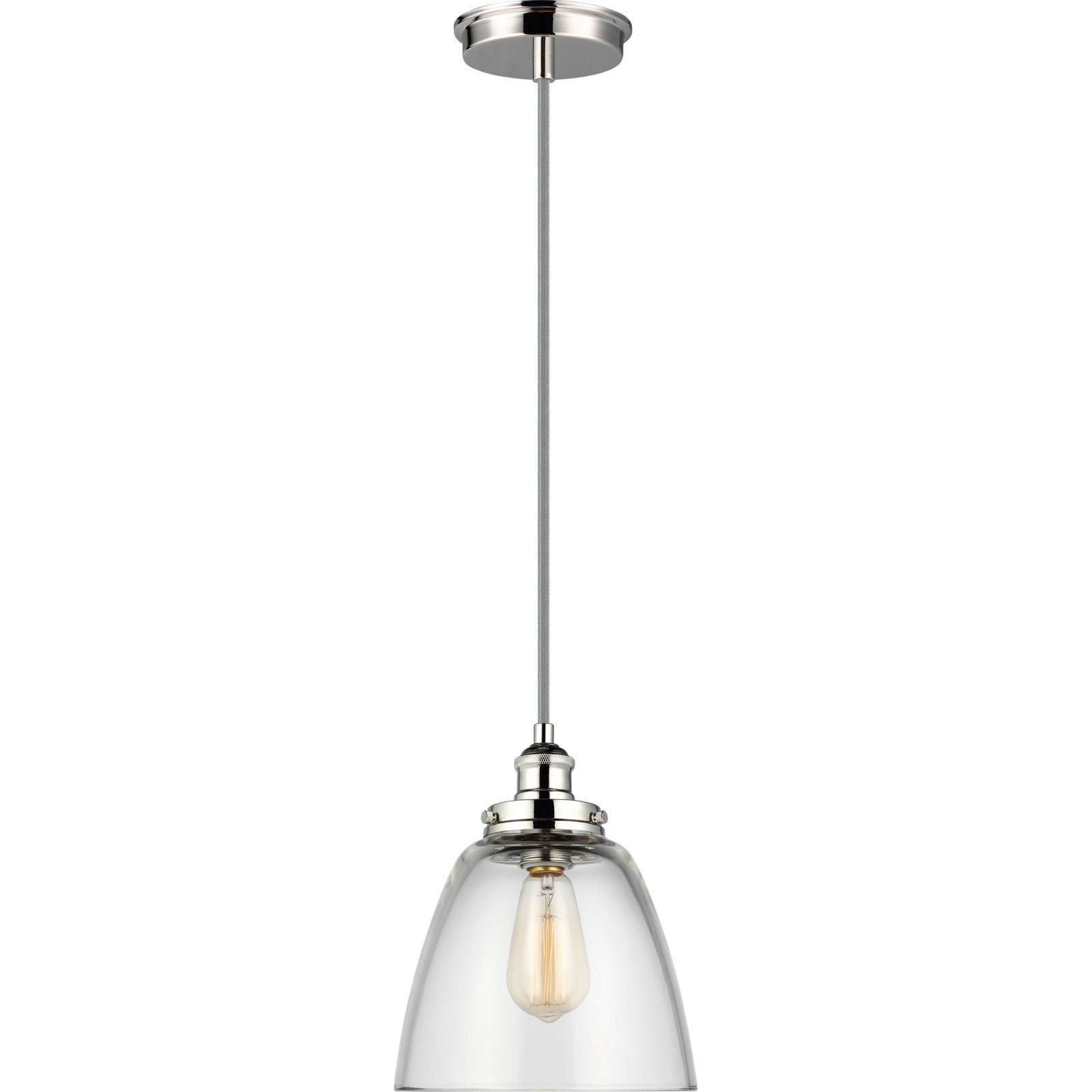 Baskin Dome Pendant in Painted Aged Brass / Dark Weathered Zinc - Visual Comfort Ceiling Lights