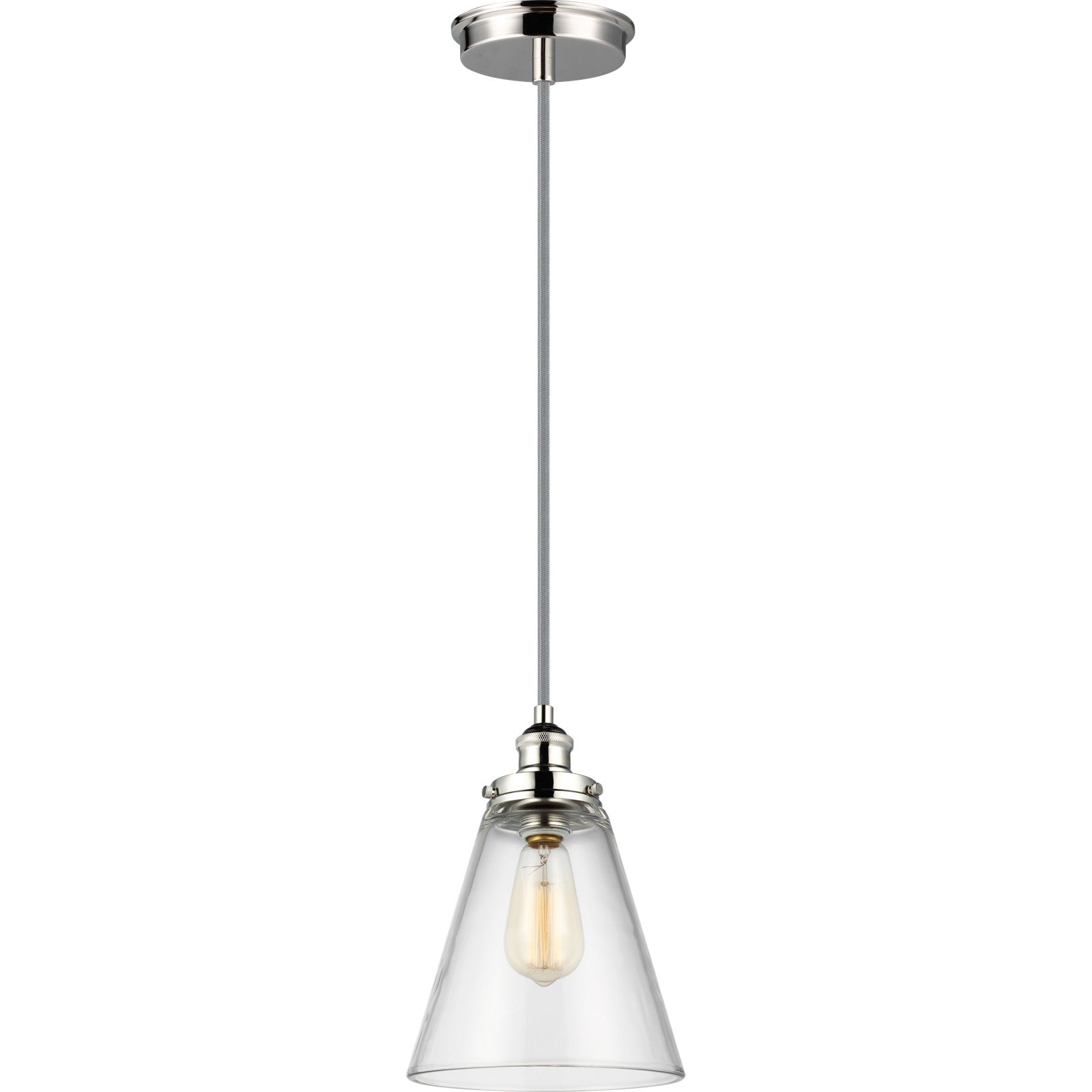 Baskin Cone Pendant in Painted Aged Brass / Dark Weathered Zinc - Visual Comfort Ceiling Lights