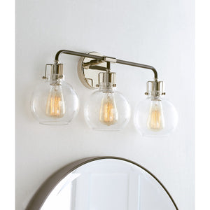 Clara 3 - Light Vanity in Polished Nickel/Textured Black - Visual Comfort Wall Lights