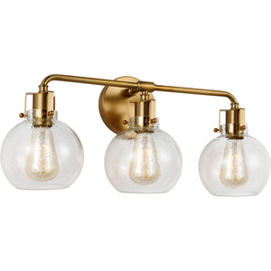 Clara 3 - Light Vanity in Polished Nickel/Textured Black - Visual Comfort Wall Lights