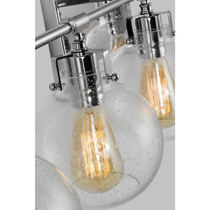 Clara 5 - Light Vanity in Polished Nickel/Textured Black - Visual Comfort Wall Lights
