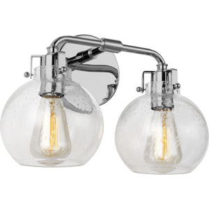 Clara 2 - Light Vanity in Polished Nickel/Textured Black - Visual Comfort Wall Lights