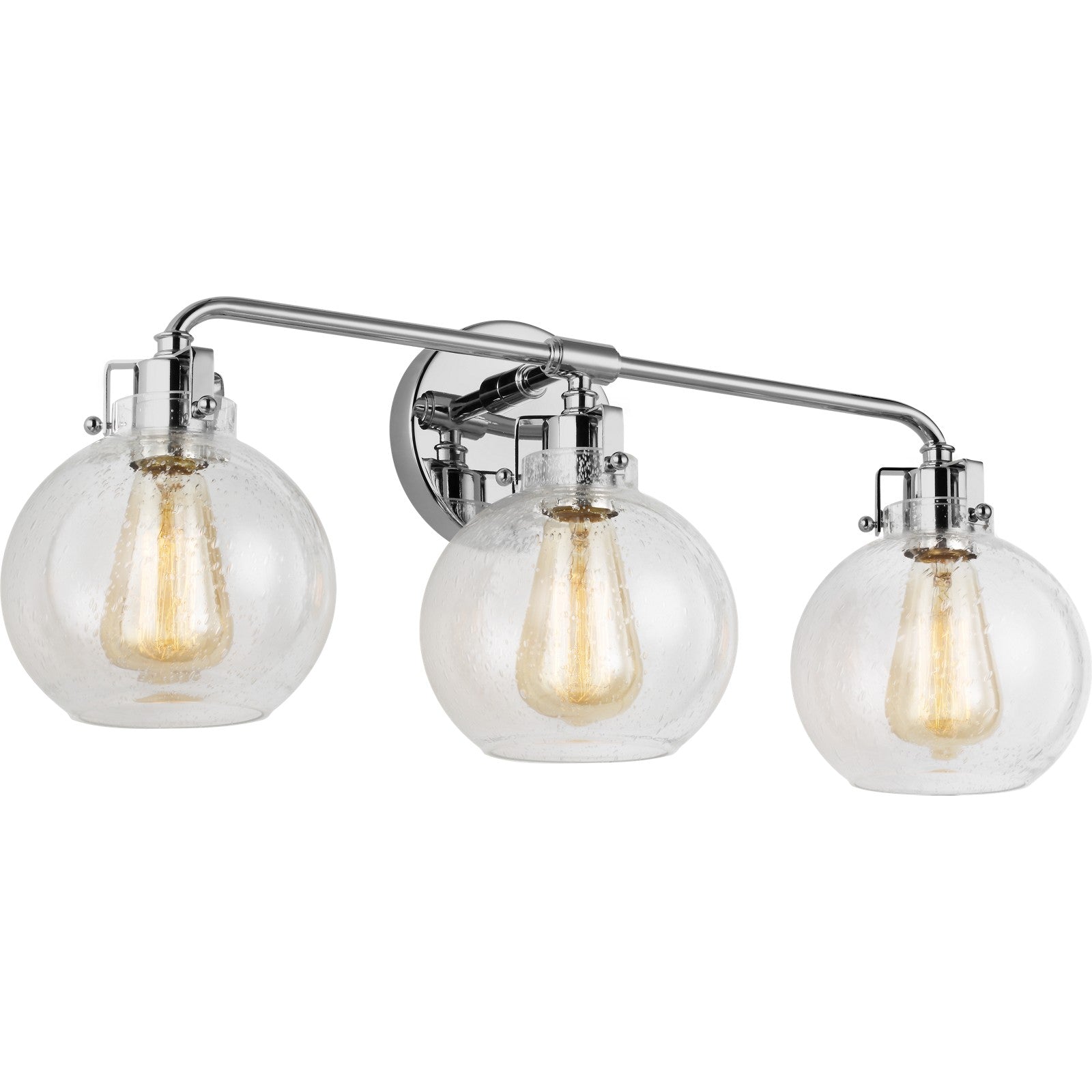 Clara 3 - Light Vanity in Polished Nickel/Textured Black - Visual Comfort Wall Lights