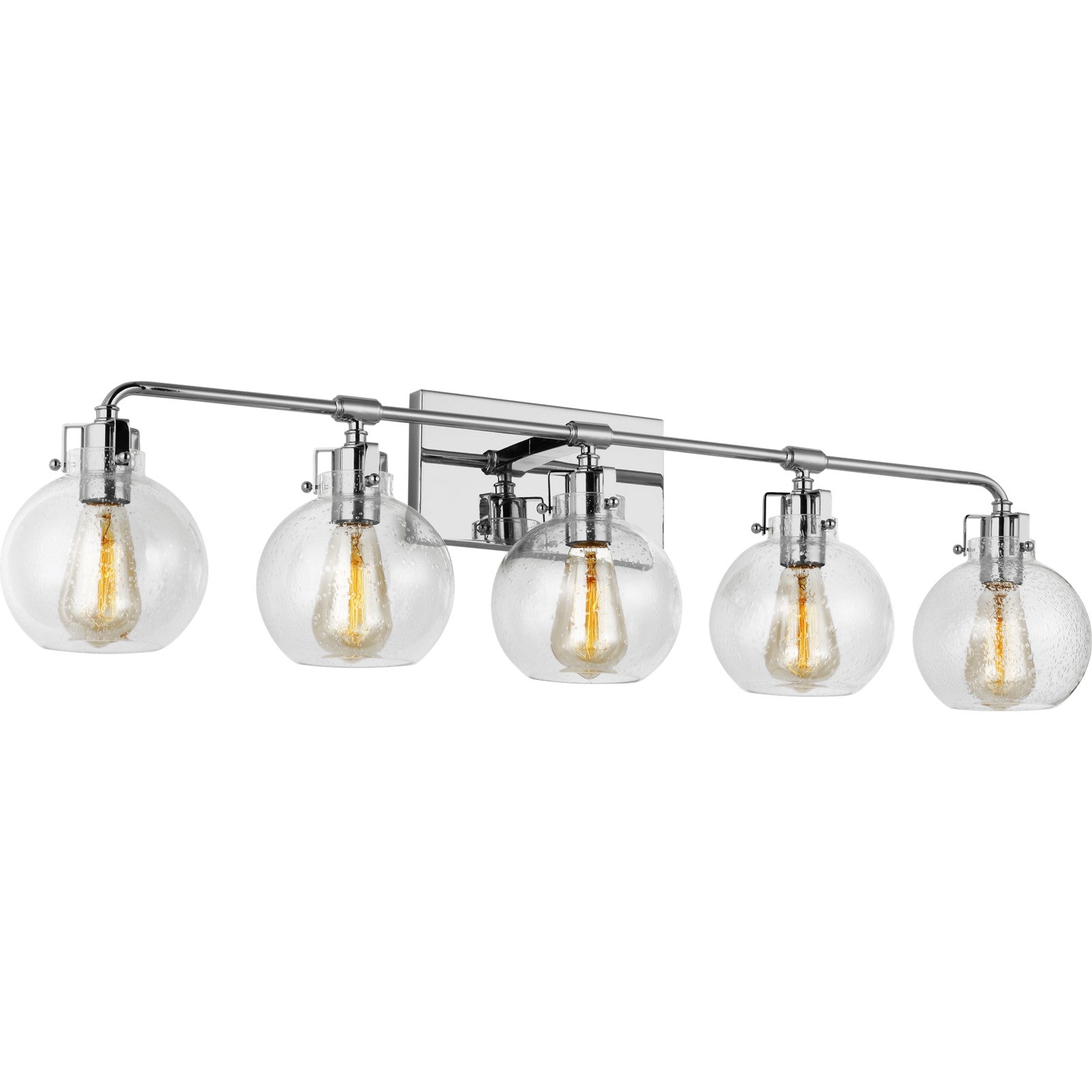 Clara 5 - Light Vanity in Polished Nickel/Textured Black - Visual Comfort Wall Lights