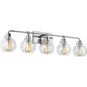 Clara 5 - Light Vanity in Polished Nickel/Textured Black - Visual Comfort Wall Lights