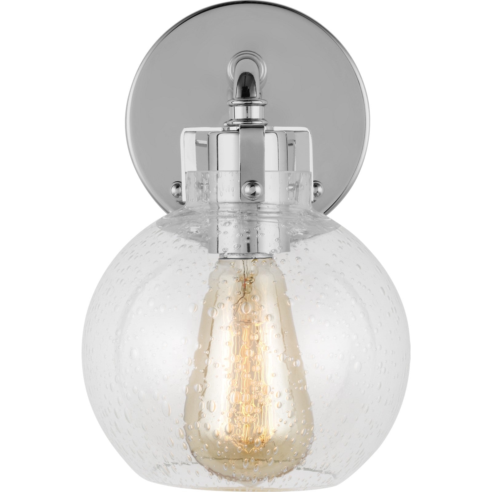 Clara 1 - Light Sconce in Polished Nickel/Textured Black - Visual Comfort Wall Lights