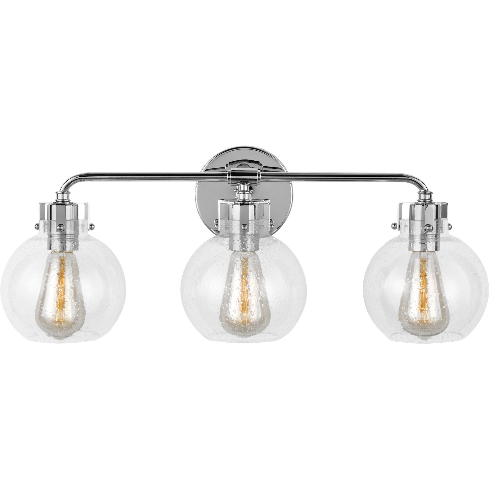 Clara 3 - Light Vanity in Polished Nickel/Textured Black - Visual Comfort Wall Lights