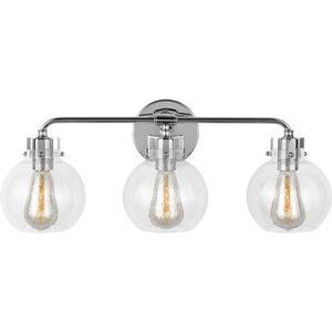 Clara 3 - Light Vanity in Polished Nickel/Textured Black - Visual Comfort Wall Lights