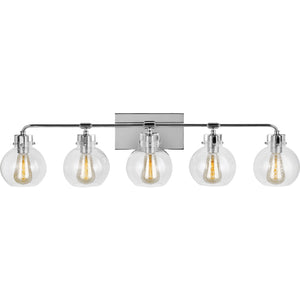 Clara 5 - Light Vanity in Polished Nickel/Textured Black - Visual Comfort Wall Lights