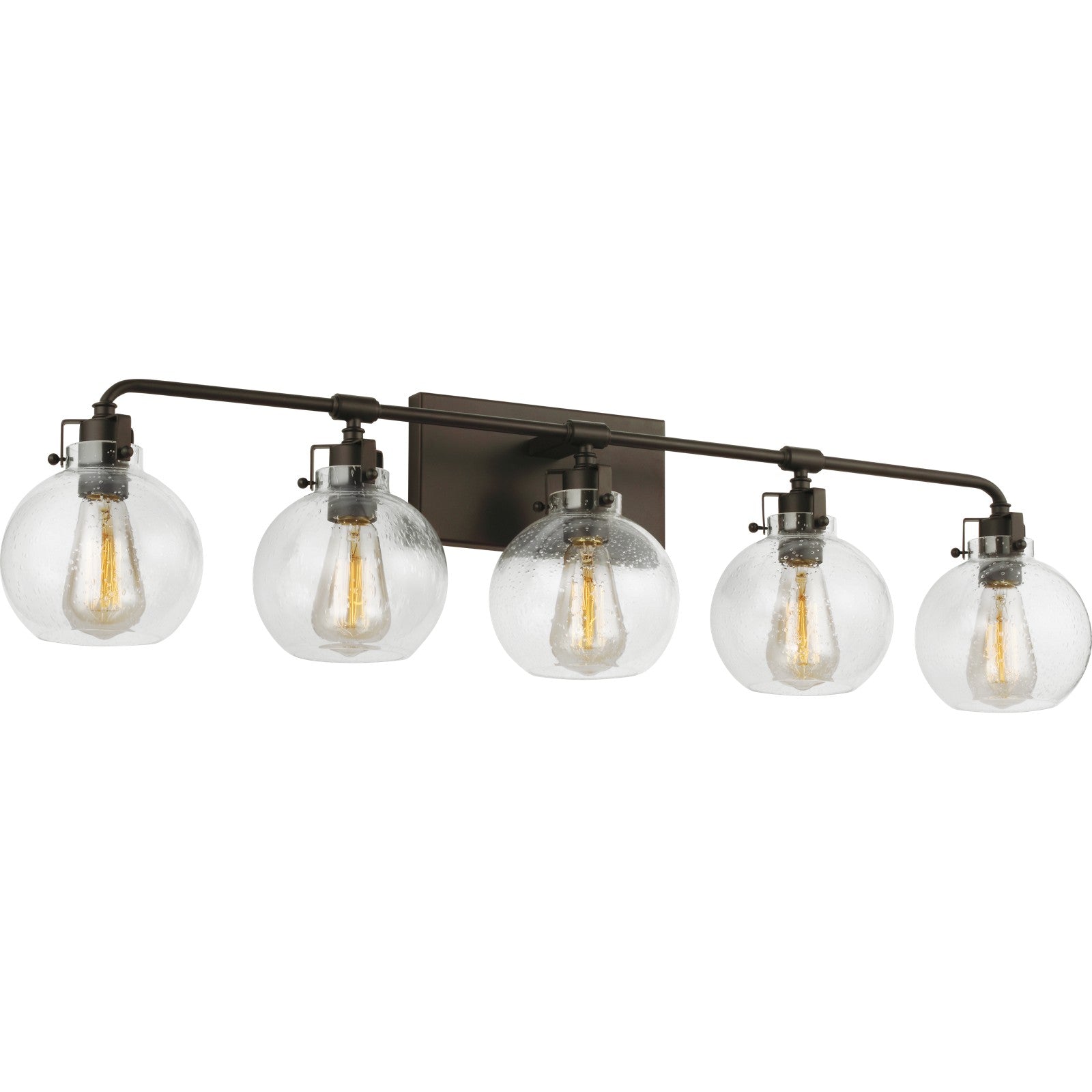 Clara 5 - Light Vanity in Polished Nickel/Textured Black - Visual Comfort Wall Lights