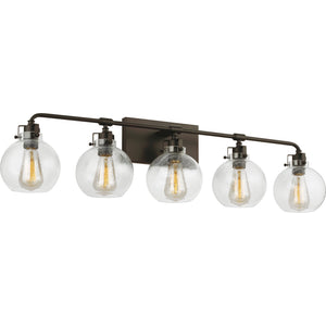 Clara 5 - Light Vanity in Polished Nickel/Textured Black - Visual Comfort Wall Lights