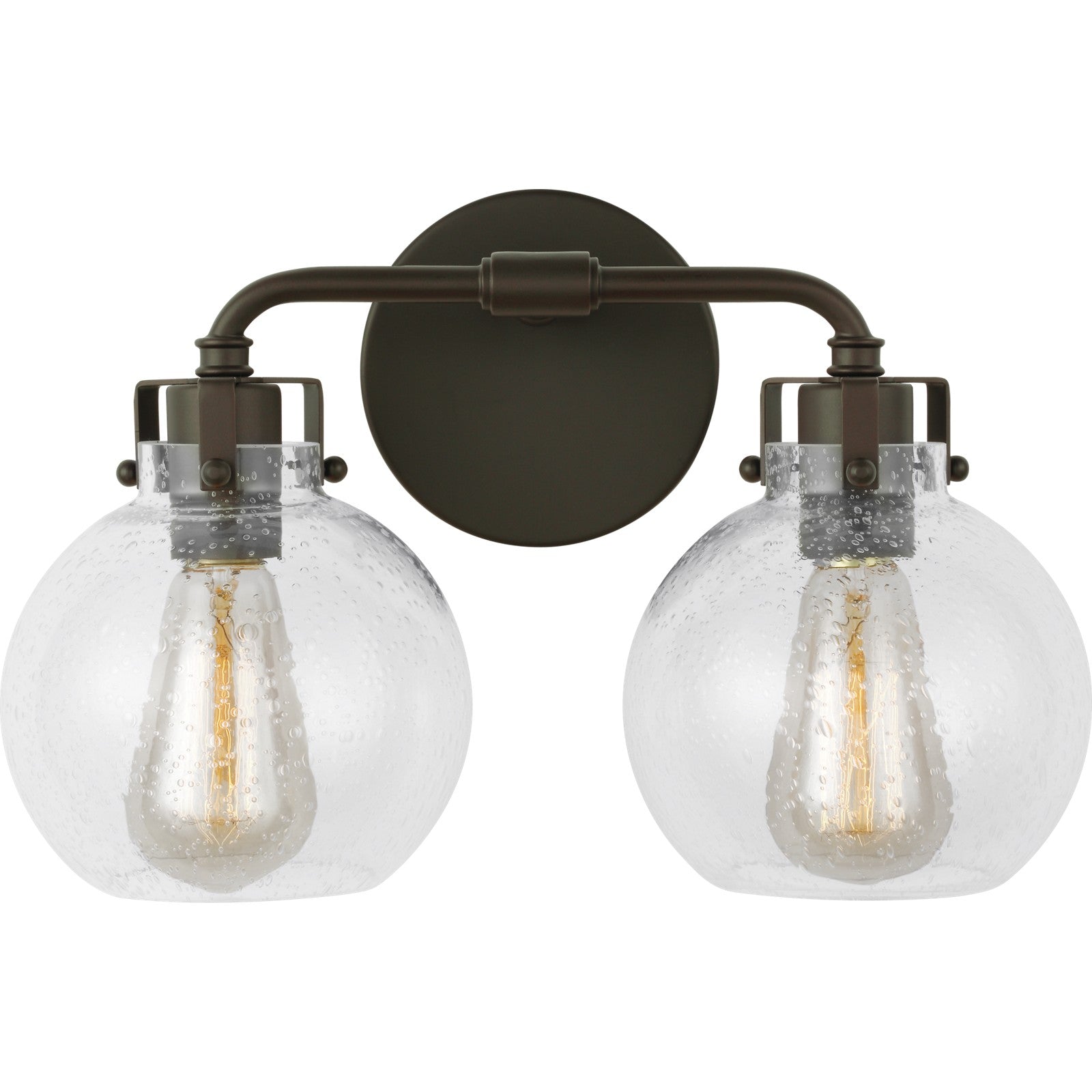 Clara 2 - Light Vanity in Polished Nickel/Textured Black - Visual Comfort Wall Lights