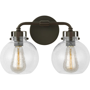 Clara 2 - Light Vanity in Polished Nickel/Textured Black - Visual Comfort Wall Lights