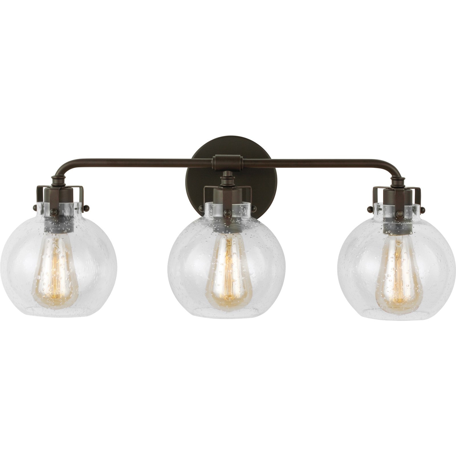 Clara 3 - Light Vanity in Polished Nickel/Textured Black - Visual Comfort Wall Lights