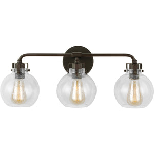 Clara 3 - Light Vanity in Polished Nickel/Textured Black - Visual Comfort Wall Lights