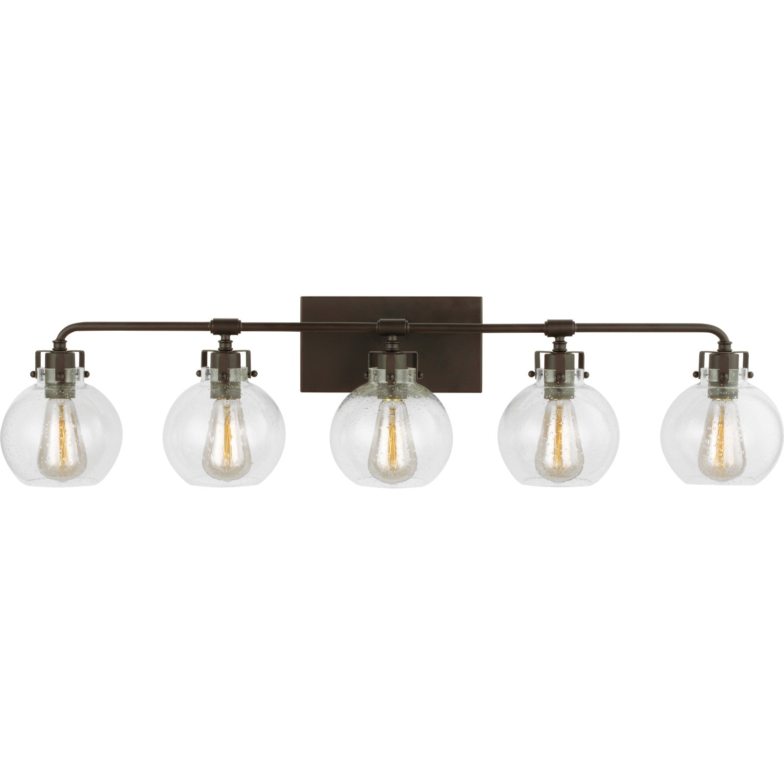 Clara 5 - Light Vanity in Polished Nickel/Textured Black - Visual Comfort Wall Lights
