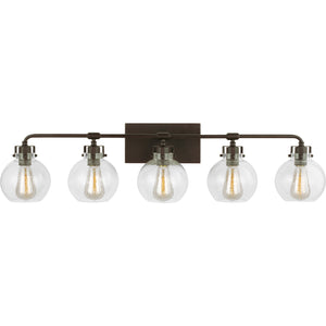 Clara 5 - Light Vanity in Polished Nickel/Textured Black - Visual Comfort Wall Lights