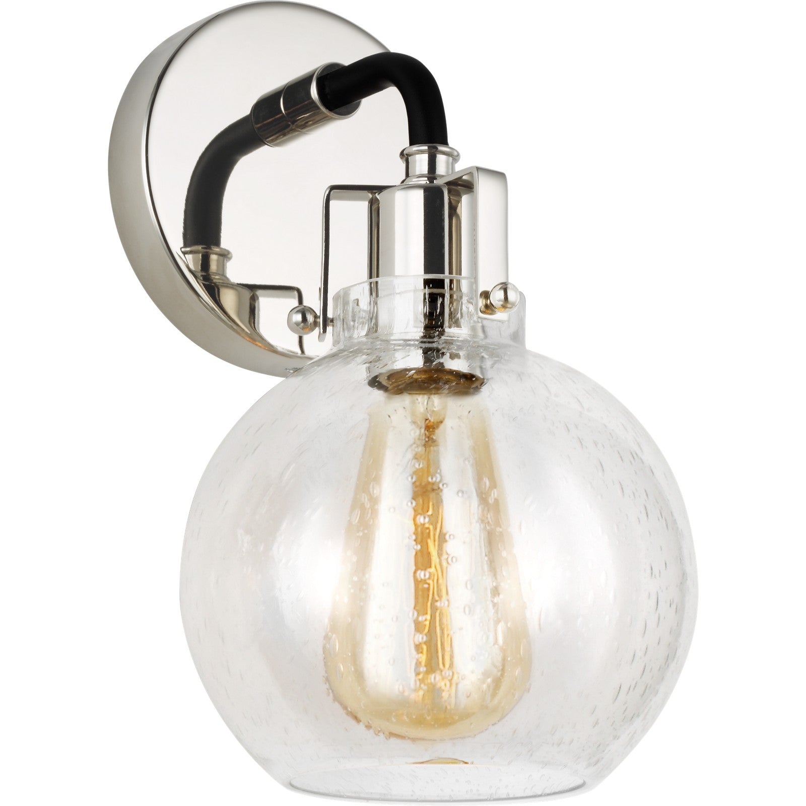 Clara 1 - Light Sconce in Polished Nickel/Textured Black - Visual Comfort Wall Lights