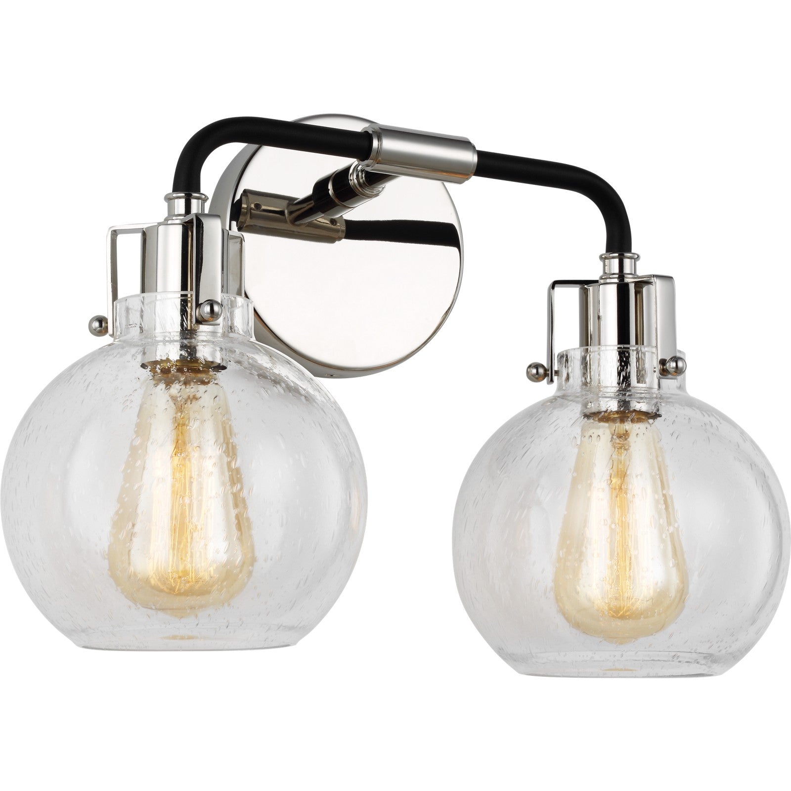 Clara 2 - Light Vanity in Polished Nickel/Textured Black - Visual Comfort Wall Lights