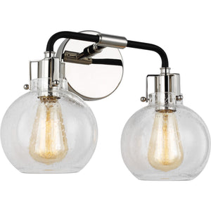 Clara 2 - Light Vanity in Polished Nickel/Textured Black - Visual Comfort Wall Lights