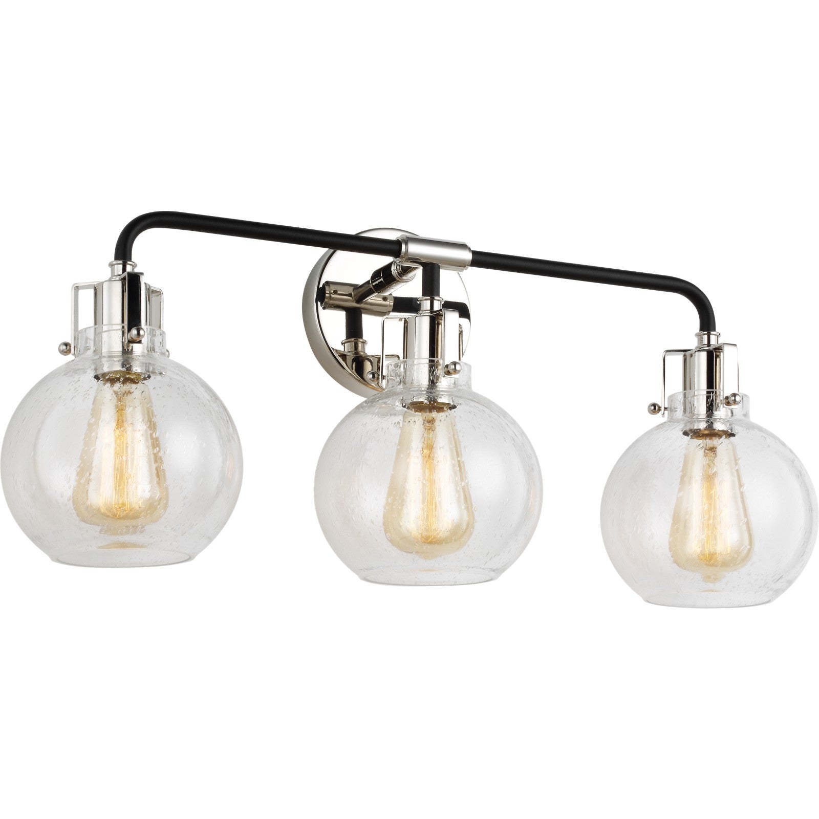 Clara 3 - Light Vanity in Polished Nickel/Textured Black - Visual Comfort Wall Lights