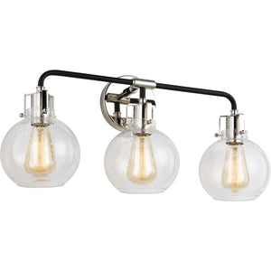 Clara 3 - Light Vanity in Polished Nickel/Textured Black - Visual Comfort Wall Lights