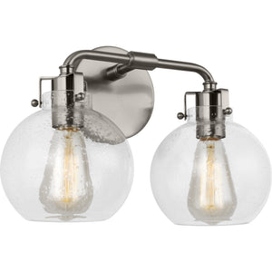 Clara 2 - Light Vanity in Polished Nickel/Textured Black - Visual Comfort Wall Lights
