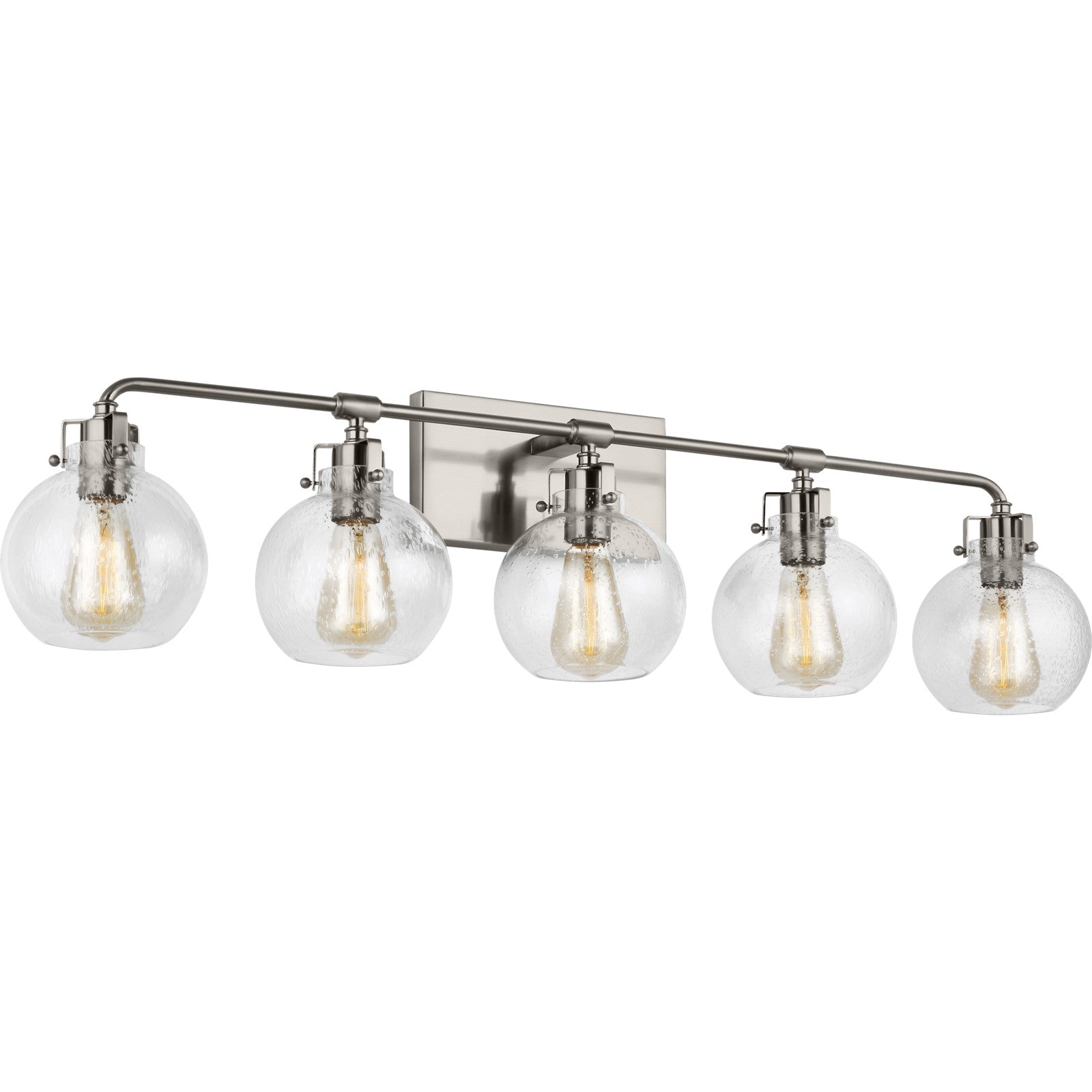 Clara 5 - Light Vanity in Polished Nickel/Textured Black - Visual Comfort Wall Lights