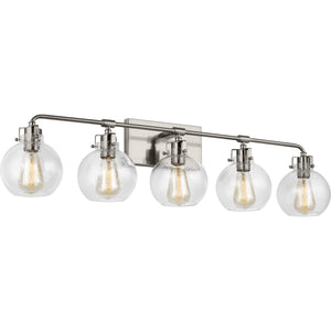 Clara 5 - Light Vanity in Polished Nickel/Textured Black - Visual Comfort Wall Lights