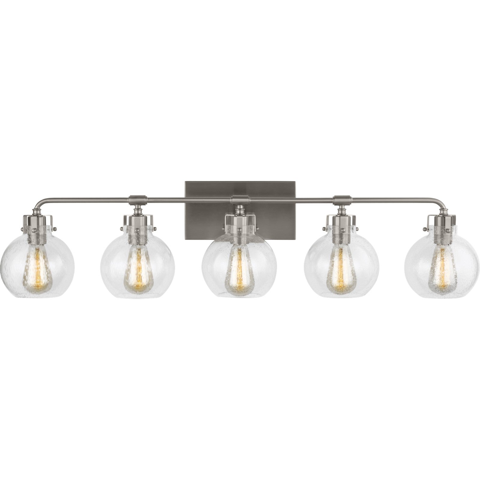 Clara 5 - Light Vanity in Polished Nickel/Textured Black - Visual Comfort Wall Lights