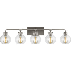 Clara 5 - Light Vanity in Polished Nickel/Textured Black - Visual Comfort Wall Lights