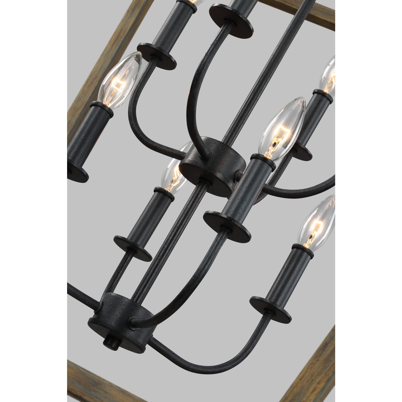 Gannet Extra Large Chandelier Weathered Oak Wood / Antique Forged Iron - Visual Comfort Ceiling Lights