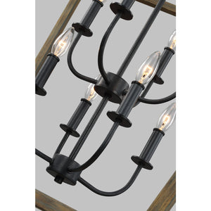 Gannet Extra Large Chandelier Weathered Oak Wood / Antique Forged Iron - Visual Comfort Ceiling Lights