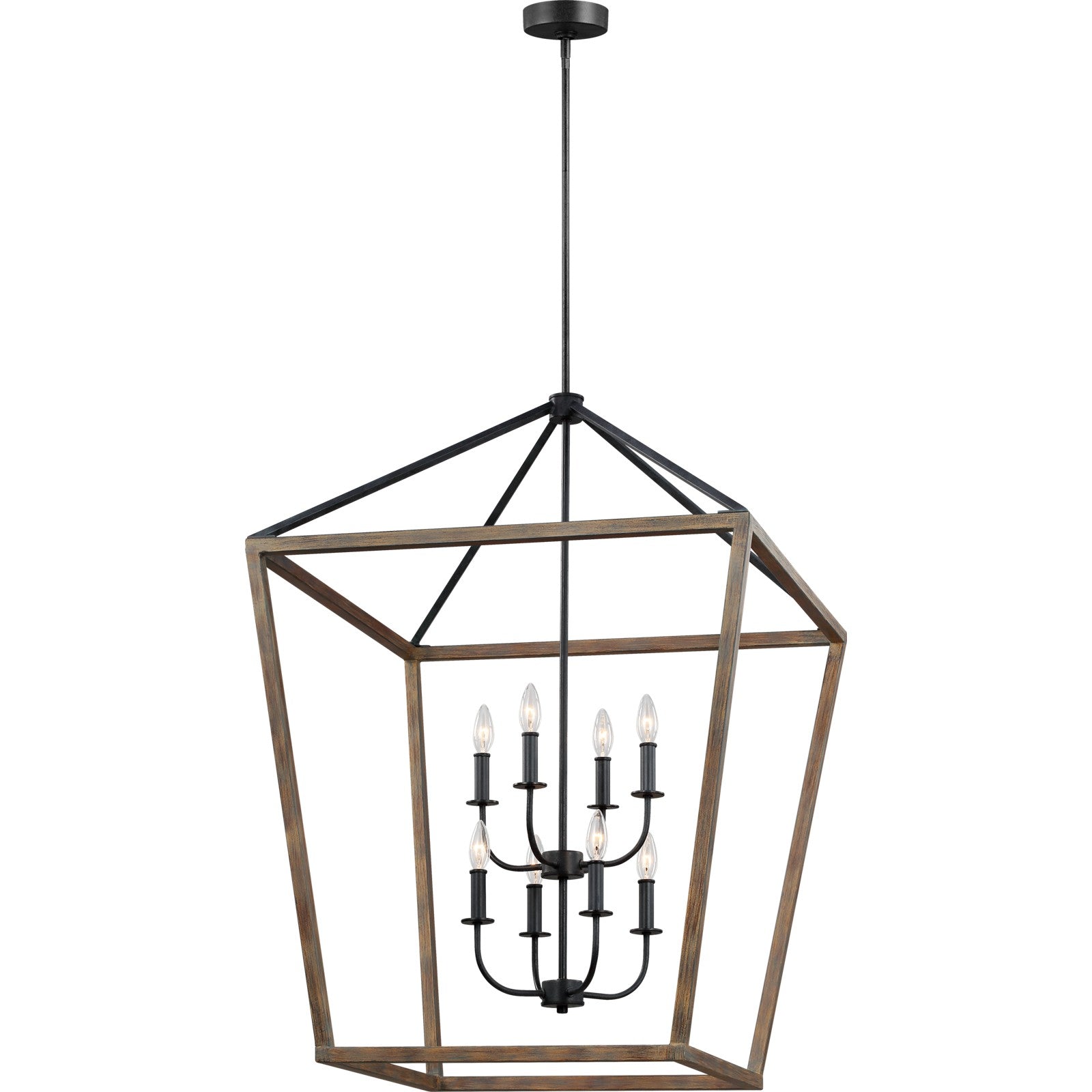 Gannet Extra Large Chandelier Weathered Oak Wood / Antique Forged Iron - Visual Comfort Ceiling Lights