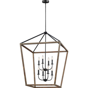 Gannet Extra Large Chandelier Weathered Oak Wood / Antique Forged Iron - Visual Comfort Ceiling Lights