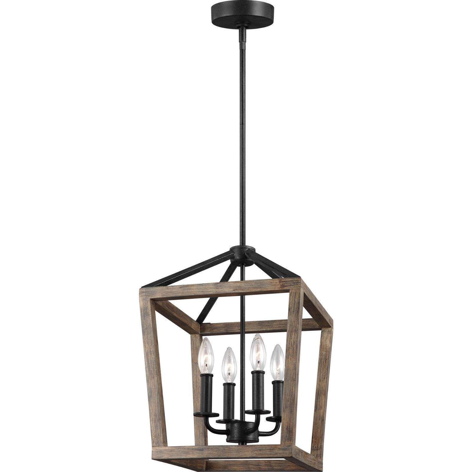 Gannet Small Chandelier Weathered Oak Wood / Antique Forged Iron - Visual Comfort Ceiling Lights